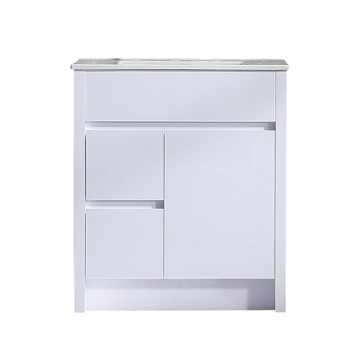 30" Glossy White Freestanding Bathroom Vanity with White Ceramic Countertop - Image 2