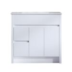 36" Glossy White Freestanding Bathroom Vanity with White Ceramic Countertop – Image 2
