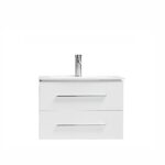 30" White Wall Mount Bathroom Vanity with White Ceramic Countertop - Image 2