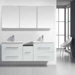 72" White Wall Mount Double Sink Bathroom Vanity with White Ceramic Countertop Jacob - Image 7