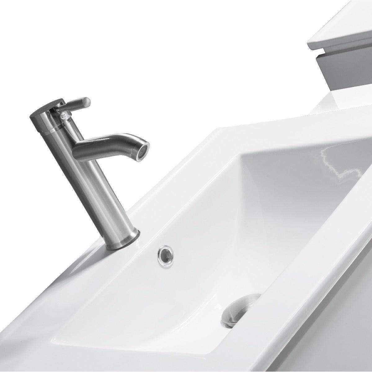 72" White Wall Mount Double Sink Bathroom Vanity with White Ceramic Countertop Jacob – Image 3
