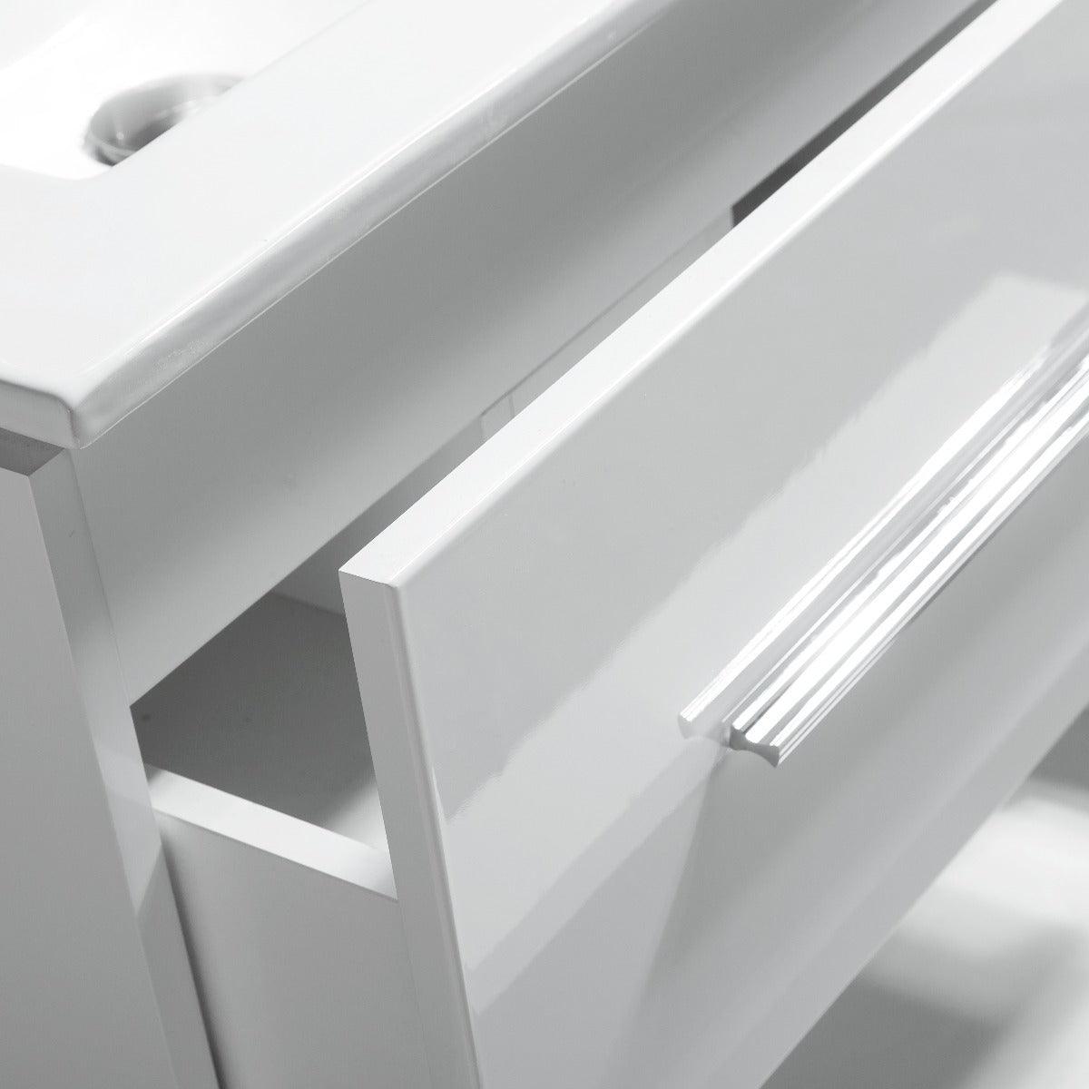 72" White Wall Mount Double Sink Bathroom Vanity with White Ceramic Countertop Jacob – Image 4