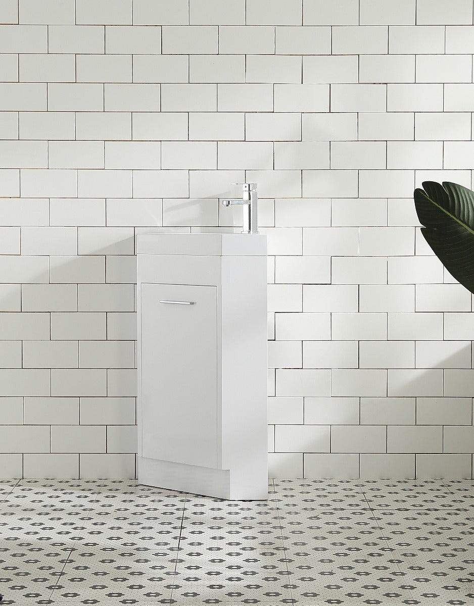 18" Lily White Freestanding Corner Bathroom Vanity with White Polymarble Countertop – Image 9