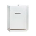 18" Lily White Freestanding Corner Bathroom Vanity with White Polymarble Countertop - Image 2