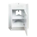 18" Lily White Freestanding Corner Bathroom Vanity with White Polymarble Countertop - Image 3