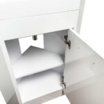 18" Lily White Freestanding Corner Bathroom Vanity with White Polymarble Countertop - Image 4