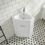 18" Lily White Freestanding Corner Bathroom Vanity with White Polymarble Countertop - Image 6