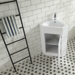 18" Lily White Freestanding Corner Bathroom Vanity with White Polymarble Countertop - Image 7