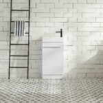 18" White Freestanding Bathroom Vanity with White Polymarble Countertop