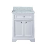 24" White Freestanding Bathroom Vanity with Carrera Marble Countertop Milan - Image 2