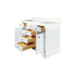 48" White Freestanding Single Sink Bathroom Vanity with Snow White Quartz Countertop - Image 7