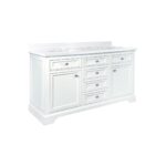 60" White Freestanding Double Sink Bathroom Vanity with Snow White Quartz Countertop - Image 2