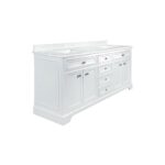 72" White Freestanding Double Sink Bathroom Vanity with Carrera Marble Countertop - Image 2