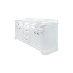 72" White Freestanding Double Sink Bathroom Vanity with Carrera Marble Countertop - Image 6