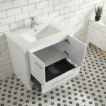 36" Glossy White Freestanding Bathroom Vanity with White Ceramic Countertop - Image 6
