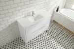 48" Glossy White Freestanding Single Sink Bathroom Vanity with White Polymarble Countertop - Image 3