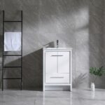 24" Glossy White Freestanding Bathroom Vanity with White Ceramic Countertop