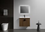 24" Oak Wall Mount Single Sink Bathroom Vanity with White Ceramic Countertop Sudbury - Image 6