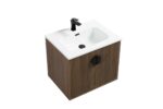 24" Oak Wall Mount Single Sink Bathroom Vanity with White Ceramic Countertop Sudbury - Image 3