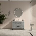 48" Cement Freestanding Single Sink Bathroom Vanity with White Ceramic Countertop Odessa
