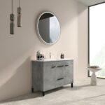 48" Cement Freestanding Single Sink Bathroom Vanity with White Ceramic Countertop Odessa - Image 3