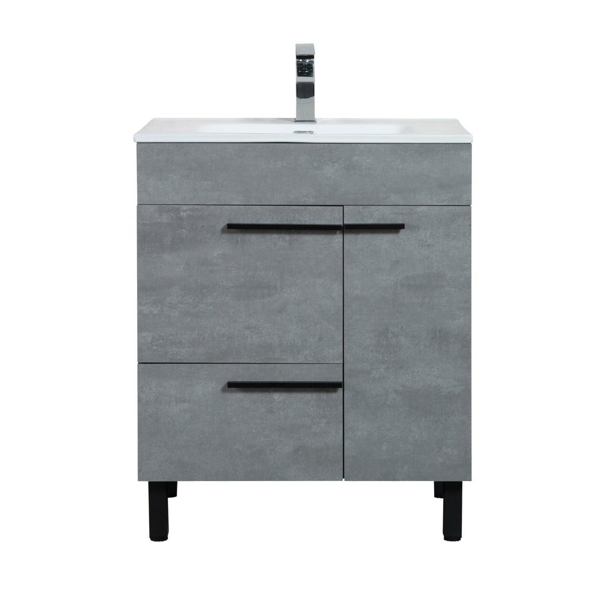 28" Cement Freestanding Single Sink Bathroom Vanity with White Ceramic Countertop Odessa - Image 3