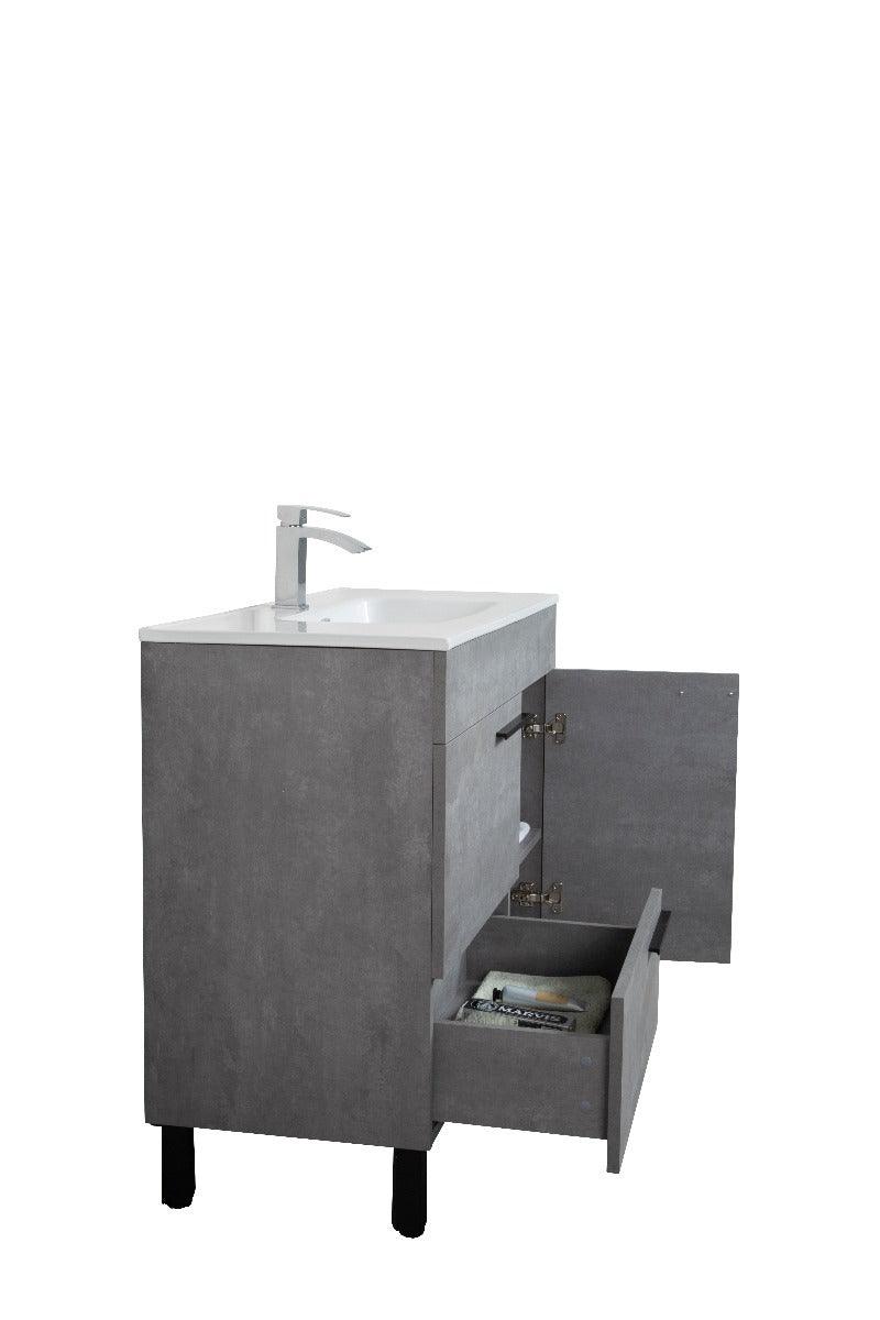 40" Cement Freestanding Single Sink Bathroom Vanity with White Ceramic Countertop Odessa - Image 5