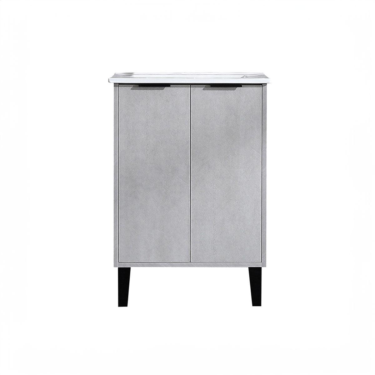 24" Cement Freestanding Bathroom Vanity with White Ceramic Countertop Odessa - Image 2