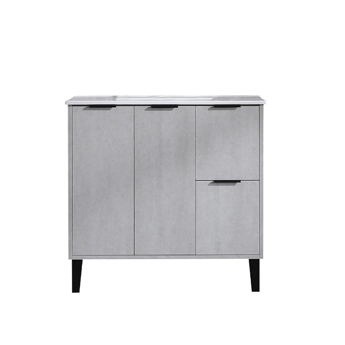 36" Cement Freestanding Bathroom Vanity with White Ceramic Countertop Odessa – Image 2