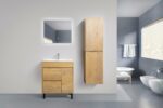 30" Rough Oak Freestanding Bathroom Vanity with White Ceramic Countertop - Image 6