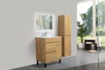30" Rough Oak Freestanding Bathroom Vanity with White Ceramic Countertop - Image 7