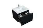 24" Black Wall Mount Bathroom Vanity with White Polymarble Countertop Roxboro – Image 3