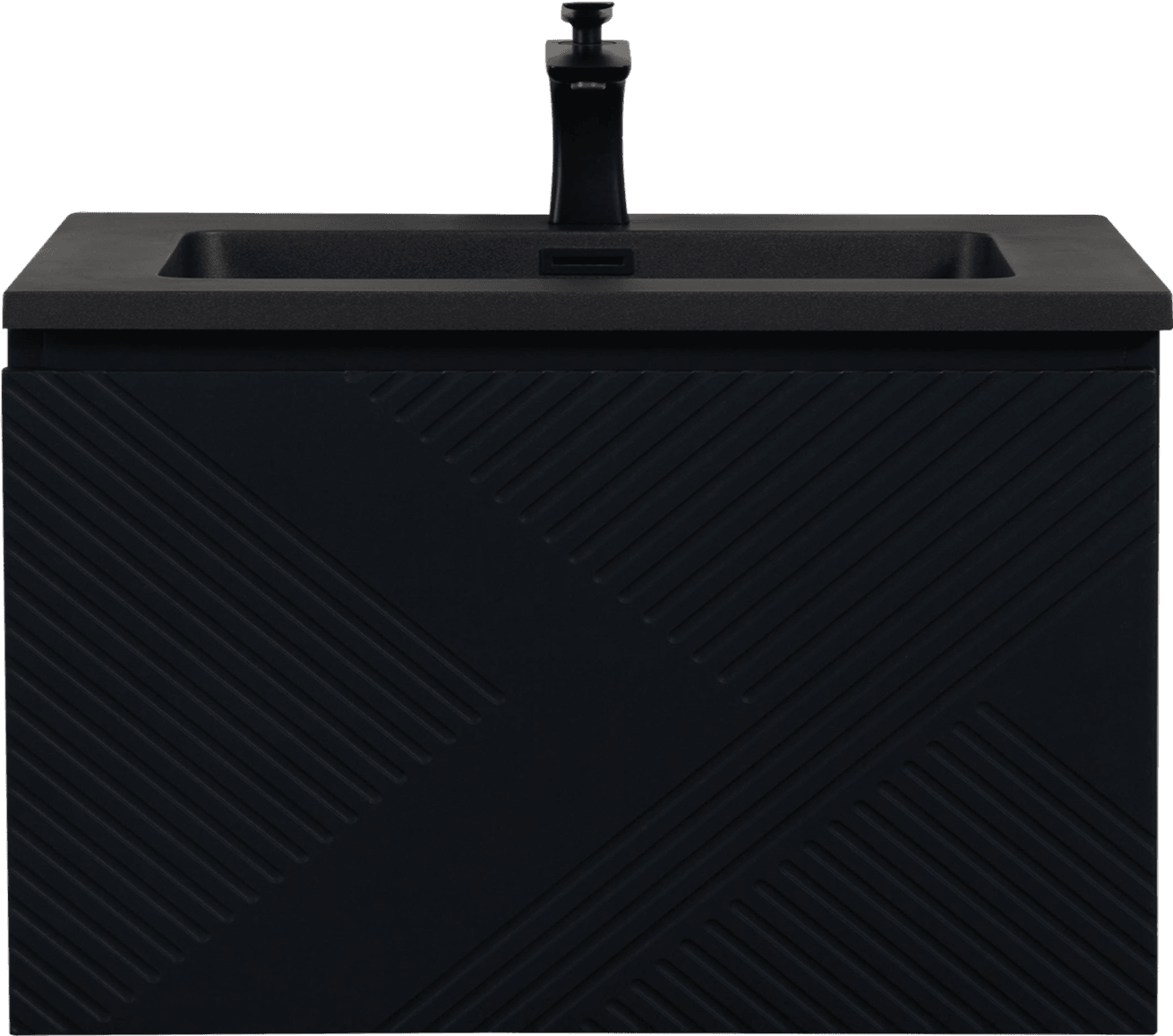 30" Black Wall Mount Bathroom Vanity with Black Engineered Quartz Countertop Roxboro – Image 2