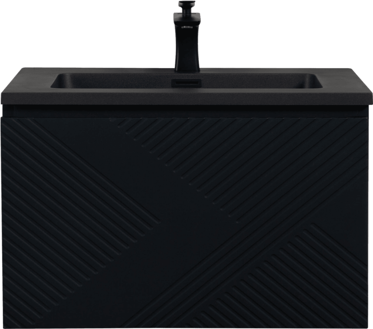 36" Black Wall Mount Bathroom Vanity with Black Engineered Quartz Countertop Roxboro – Image 3