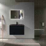 36" Black Wall Mount Bathroom Vanity with Black Engineered Quartz Countertop Roxboro – Image 2