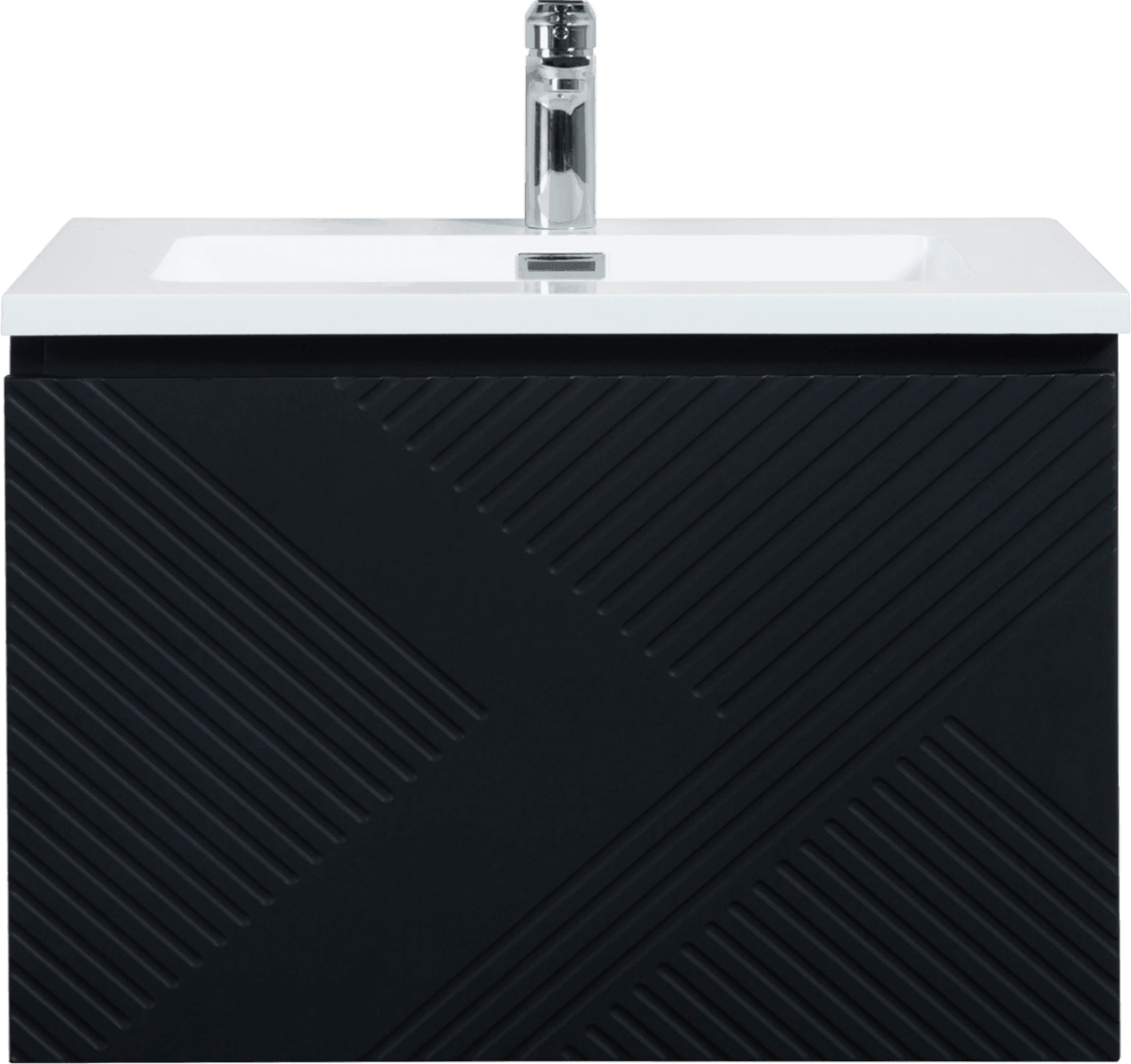 36" Black Wall Mount Bathroom Vanity with White Polymarble Countertop Roxboro – Image 3