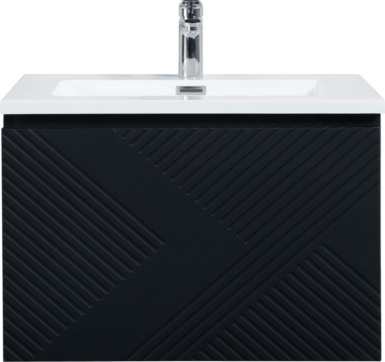 36" Black Wall Mount Bathroom Vanity with White Polymarble Countertop Roxboro – Image 3