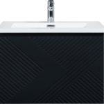 36" Black Wall Mount Bathroom Vanity with White Polymarble Countertop Roxboro – Image 2