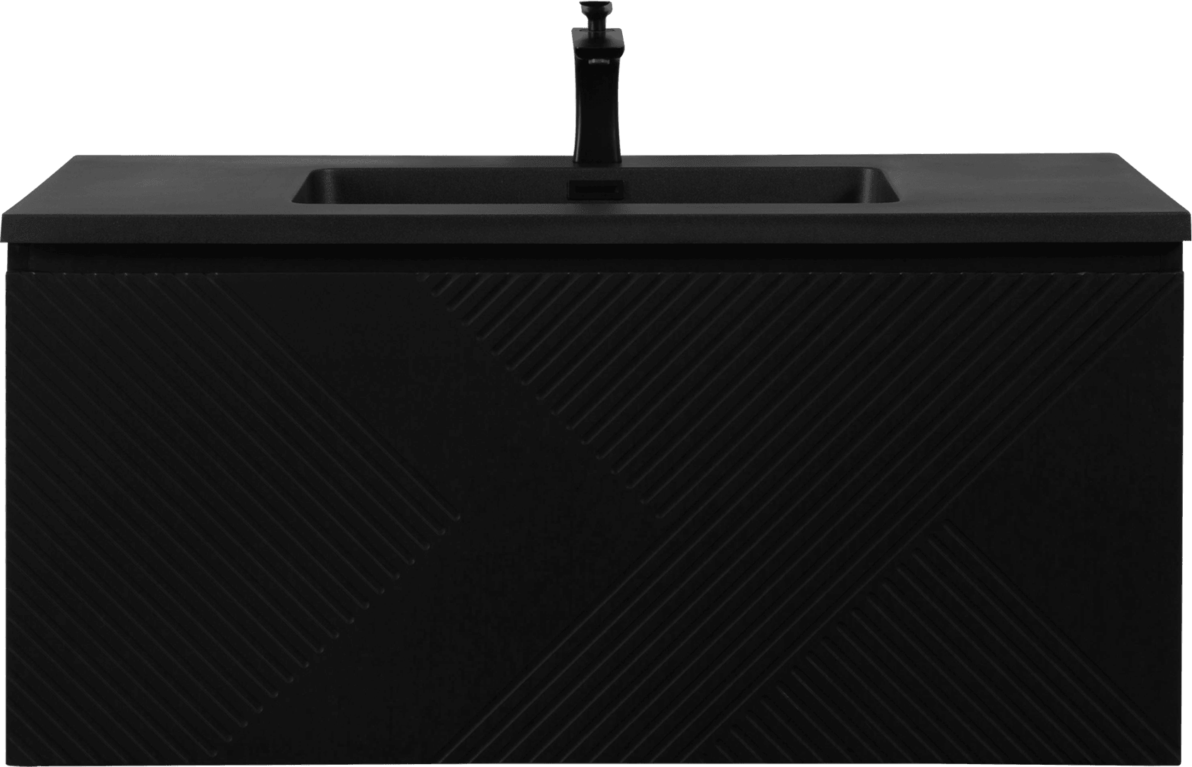 40" Black Wall Mount Bathroom Vanity with Black Engineered Quartz Countertop Roxboro – Image 3