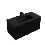 40" Black Wall Mount Bathroom Vanity with Black Engineered Quartz Countertop Roxboro – Image 2