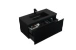 40" Black Wall Mount Bathroom Vanity with Black Engineered Quartz Countertop Roxboro – Image 7
