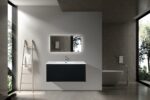 40" Black Wall Mount Bathroom Vanity with White Polymarble Countertop Roxboro – Image 4