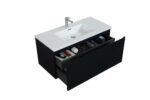 40" Black Wall Mount Bathroom Vanity with White Polymarble Countertop Roxboro – Image 8