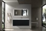 48" Black Wall Mount Bathroom Vanity with White Polymarble Countertop Roxboro – Image 4