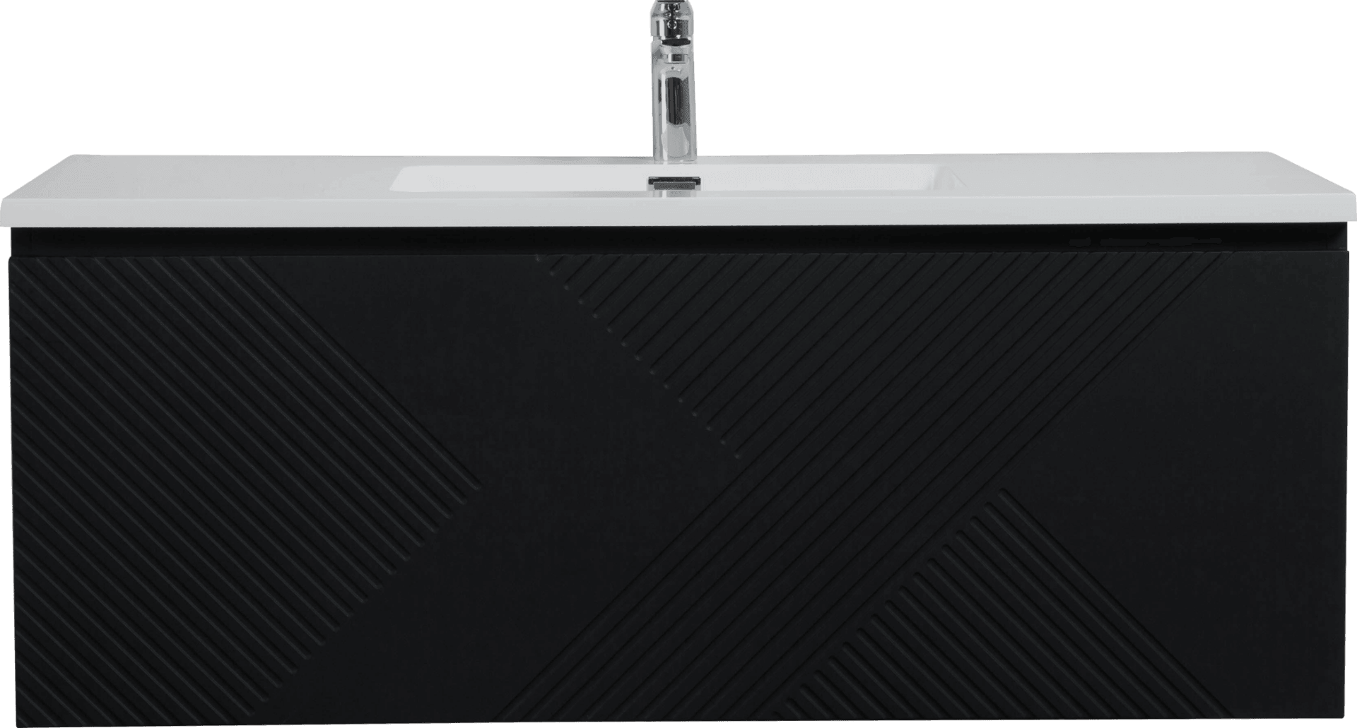 48" Black Wall Mount Bathroom Vanity with White Polymarble Countertop Roxboro – Image 3