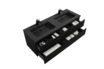 60" Black Wall Mount Bathroom Vanity with Black Engineered Quartz Countertop – Image 2