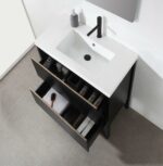 30" Black Freestanding Single Sink Bathroom Vanity with White Quartz Countertop – Image 6