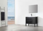 36" Black Freestanding Single Sink Bathroom Vanity with White Quartz Countertop – Image 7