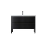 48" Black Freestanding Single Sink Bathroom Vanity with White Quartz Countertop – Image 2