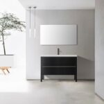 48" Black Freestanding Single Sink Bathroom Vanity with White Quartz Countertop